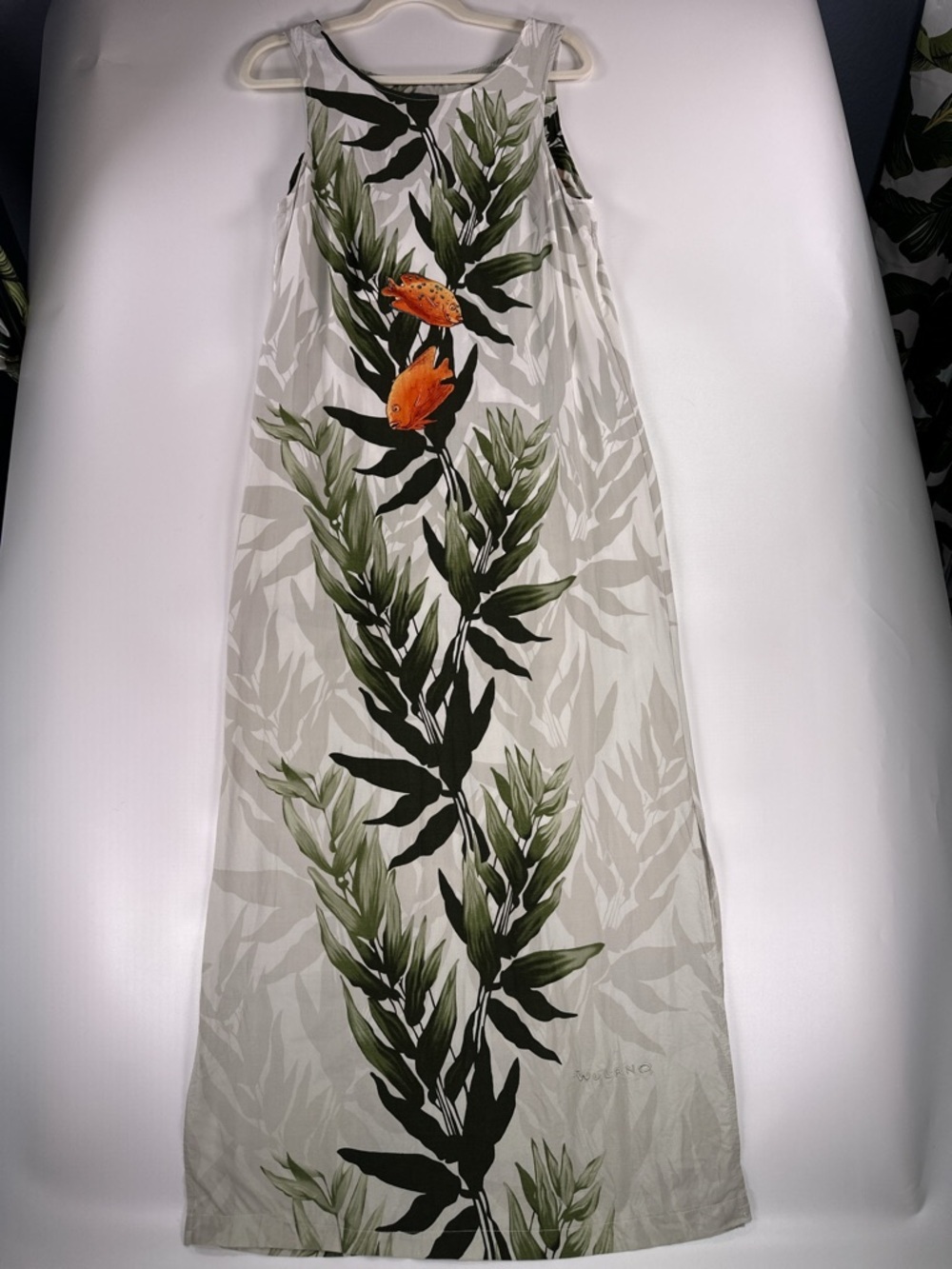 Wyland AFTCO Vintage Marine Fish Maxi Dress Large USA - Picture 2 of 14